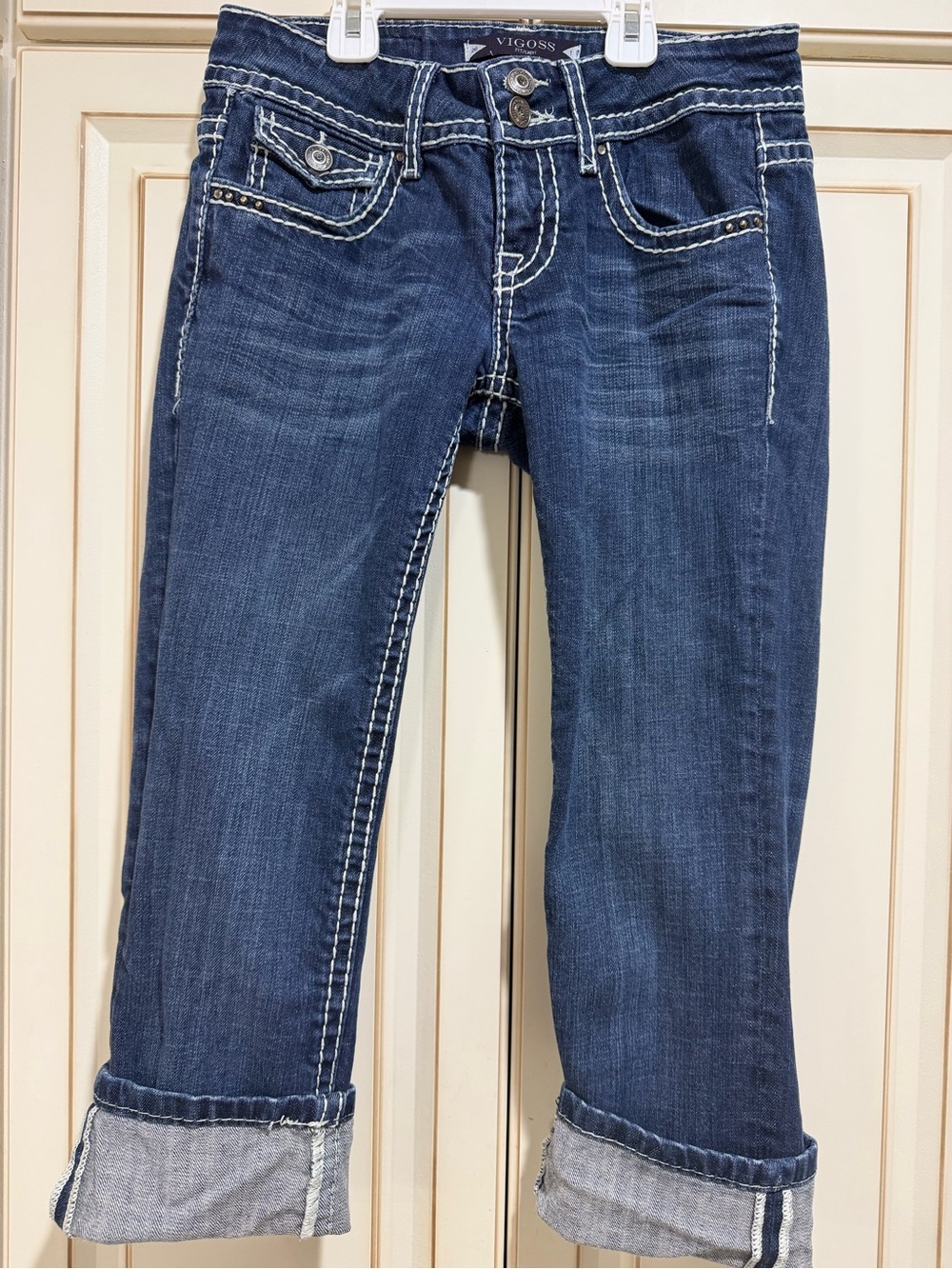 Vigoss Capri Jeans Size 26 Dark Wash Cuffed Stretch Denim